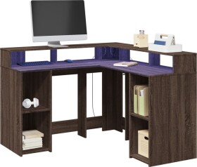VidaXL Biurko z podświetleniem LED, Hnedý dub, 130x130x91 cm