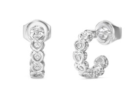 Guess Oceľové kruhové náušnice so srdiečkami LOVE JUBE05472JWRHT/U