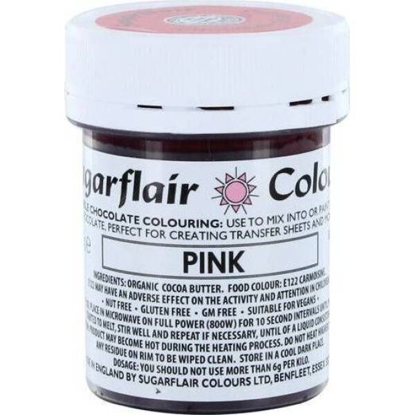 Farba na čokoládu na báze kakaového masla Sugarflair Pink (35 g) C301 torta - Sugarflair - Sugarflair