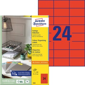 Avery-Zweckform 3448 etikety 70 x 37 mm papier červená 2400 ks trvalé univerzálne etikety; 3448