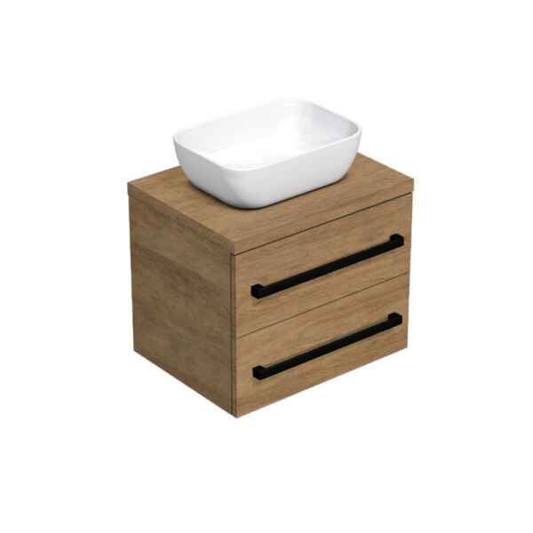 Kúpeľňová skrinka s čiernou úchytkou a krycou doskou SAT Cube Way 60x47,5x46 cm dub Hickory mat CUBE46C1603DH45 CUBE46C1603DH45