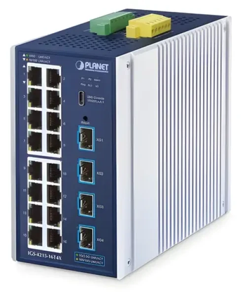 Planet IGS-4215-16T4 / Switch priemyselný / L2/L4 / 16x GLAN / 4X SFP / DIN / IP30 (IGS-4215-16T4X)