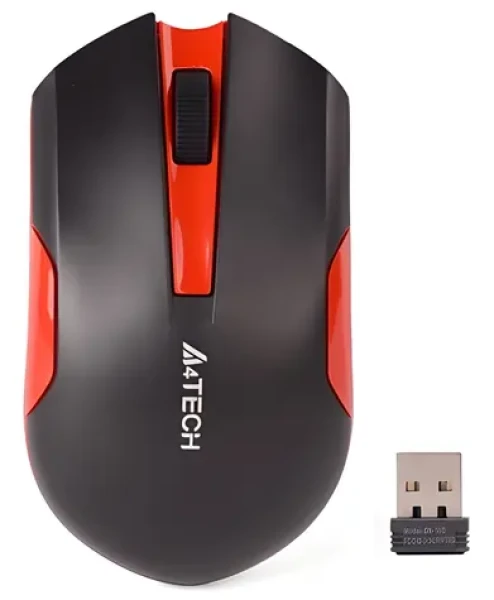 A4Tech G3-200N-1 červená / Bezdrôtová optická myš / 1000 DPI / 2,4 GHz / V-Track / 3 tlačidlá / Batéria 1x AA (A4TMYS46038)
