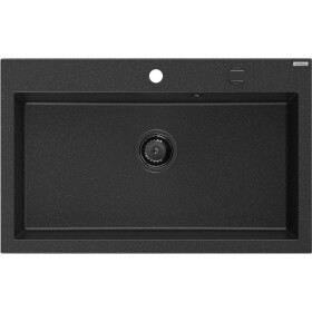 MEXEN/S - Elix granitový drez 1-miska 800 x 500 mm, čierna/strieborná metalík, sifón čierna 6527801005-73-B