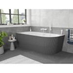 MEXEN/S - Silo voľne stojaca rohová vaňa ľavá reliéf 150 x 75, biela/sivá, sifón a prepad biela 52891507562L-20