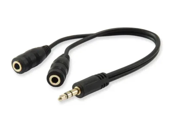 Equip Jack 3,5 mm čierna / Audio rozdvojka pre headset / 2x Jack 3,5 mm / 0,13 m (147941)