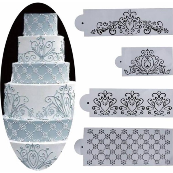 Šablóna „Romantic Ornament“ – 4 ks - Cakesicq - Cakesicq
