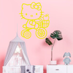 Veselá Stena Samolepka Mačička Hello Kitty Farba: modrá, Veľkosť: 60 x 49 cm