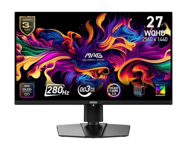 26.5" MSI MAG 271QP X28 čierna / QHD / QD-OLED / 16:9 / 0.03ms / 1500000:1 / 450cd-m2 / HDMI + DP + USB-C / VESA (MAG 271QP QD-OLED X28)