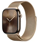Apple Watch Series 10 GPS+Cellular 46mm Zlaté titánové telo - Zlatý milánsky ťah (M/L) / 150-200 mm (MX003)
