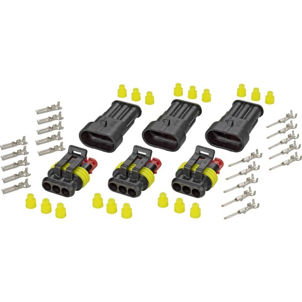 TE Connectivity sada konektorov Superseal AMP-Superseal 1.5mm Series Počet pólov 3 Raster (rozteč): 6 mm 30S004 1 sada; 30S004