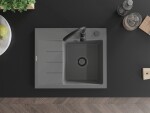 MEXEN/S MEXEN/S - Ben granitový drez 1 s odkvapkávačom pravý 600 x 500 mm, sivý, sifón čierna 6523605000-71-B
