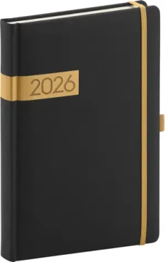 NOTIQUE Denný diár Twill 2026 čierno-zlatý / 15 x 21 cm (PGD-DA5TW-6001)