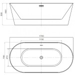 MEXEN/S - Luna Slim voľne stojaca vaňa 170 x 75, biela, sifón a prepad ružové zlato 52041707500-60
