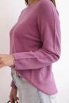 Dámsky viskózový sveter s dlhými rukávmi a okrúhlym výstrihom tmavoružovej farby UNI