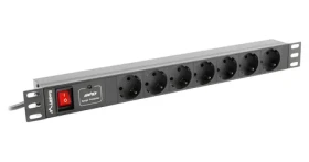 Lanberg PDU čierna / Zásuvková lišta do racku / 1U / 19" / 7x zásuvka Schuko / IEC C14 / 10 A / 2 m (PDU-07F-0200-IEC-BK)