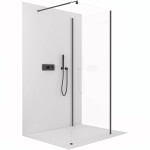 CERANO - Sprchová zástena Walk-in Onyx Corner Round Ľ/P - 8 mm - guľatá vzpera - čierna matná, transparentné sklo - 70x70x200 CER-8050BD7687