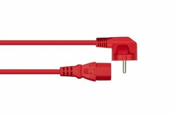 Kabelmeister Schuko 90 ° - C13 červená / Napájací kábel / 1 m / 10 A / 250 V (SK0130-R010)