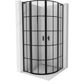 MEXEN/S - Mist L sprchový kút štvrťkruh, krídlové 100 x 100, čierna kratka, čierna 8A32L-100-100-70-77