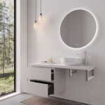 CERANO - Kúpeľňová skrinka Carole - biela matná + doska pod umývadlo Navira Pro - 36 mm + konzola chróm - 120x46x51,6 CER-606177