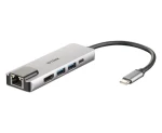 D-Link DUB-M520 strieborná / USB-C hub / HDMI 4K 30Hz / 2x USB 3.0 / RJ-45 Gigabit LAN / USB-C PD (DUB-M520)