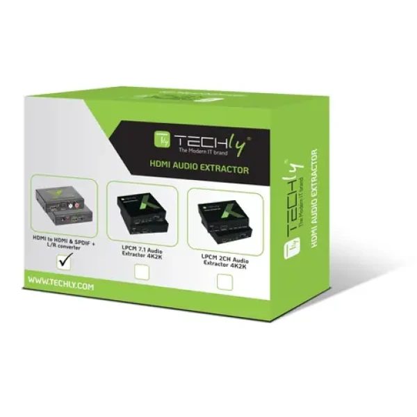 Techly HDMI audio extraktor čierna / Toslink / RCA výstup / max. 1080p (IDATA-HDMI-EA)