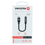 SWISSTEN TEXTILE audio adaptér USB-C na JACK (samica) 0.15m čierna (73501301)