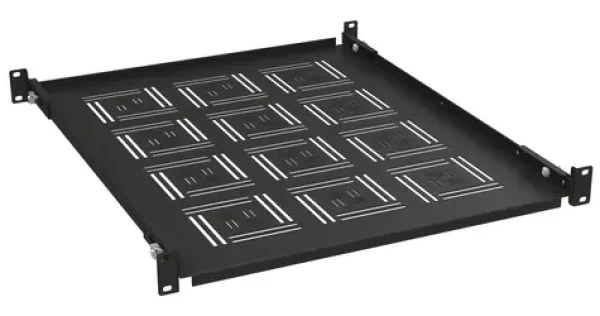19" Polica 1U 550mm čierna UP-15-B / Polica do racku / hĺbka 550mm / úchyt na prednej aj zadnej lišty (80192452)