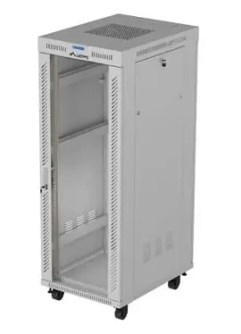 Lanberg 32U 19" sivý / Stojanový rozvádzač / 600x800 mm / Flat pack / Sklenené dvere / LCD / Nosnosť 1200 kg (FF01-6832-12SL)