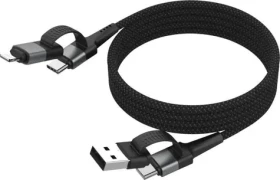 Ansmann Magnetic 4in1 čierna / Nabíjací a dátový kábel / USB-A / USB-C / Lightning / Magnetický / 1,2 m (1700-0188)