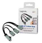 LogiLink USB-C Hub lomený strieborná / USB-C Hub / 3 porty / 2x USB-A 2.0 / 1x USB-A 3.2 Gen1 / hliník (UA0361)