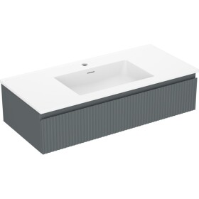 MEXEN/S - Rivel kúpeľňová skrinka 100 cm s umývadlom Otis, 1 šuplík, reliéf, grafit mat/biela mat 91A20-10023-1-BF66-W18M01