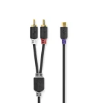 Nedis Stereo Audio kábel 2x RCA (M) - RCA (F) 0.20 m čierna (CABW24020AT02)