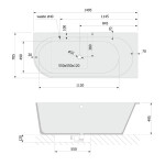 POLYSAN - SUSSI R rohová stojaca vaňa liaty mramor 150x70x49,5cm, biela 93231R