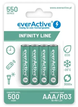 EverActive Infinity Line / Nabíjacie batérie AAA (R03) / 550 mAh / 4 ks / Ni-MH (EVHRL03-550)