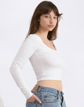 Organic Basics Everyday Scoop Neck Long Sleeve Tee White M