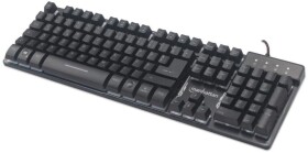 Manhattan MANHATTAN USB-Gaming-Tastatur Metallunterseite 12 Funktionstasten farbige LED-Hintergrundbeleuchtung 19 Anti-Ghosting-Tasten IPX4