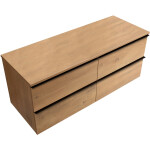 CERANO - Kúpeľňová skrinka Velora - dub medový, úchytka čierna + doska pod umývadlo Navira Slim - 18 mm - 160x54,8x46,5 CER-665212