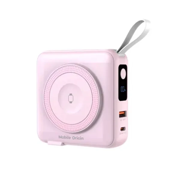 Mobile Origin Powerbank Travel Charger ružová / Lightning / USB-C Cable / MagSafe / AW / iPhone Compatible (PBT-03L-PNK)
