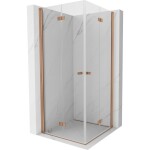 MEXEN/S - Mist-F Duo sprchovací kút skladacie dvere 75 x 75, transparent, meď kartáčovaná 8A6-075L-075P-65-00