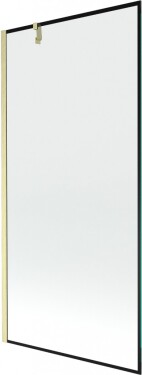 MEXEN/S - Next vaňová zástena FIX 90 x 150, čierna vzor, zlatá kartáčovaná 895-090-000-00-70-55