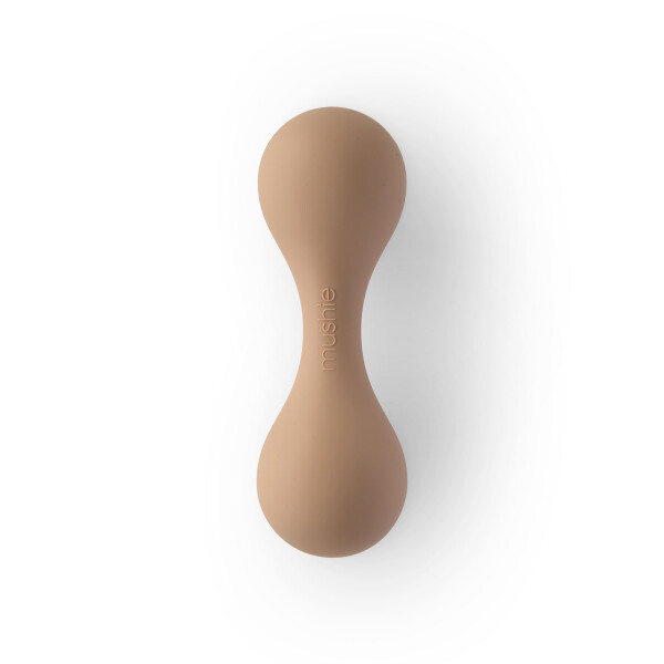 Mushie silikónová hrkálka, Natural
