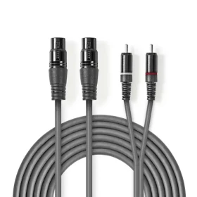 Nedis Vyvážený Audio kábel 2x XLR 3pinová (F) - 2x RCA (M) 1.50 m tmavo šedá (COTH15230GY15)