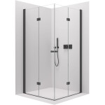 CERANO - Sprchovací kút Volpe Duo Ľ/P - 6 mm - čierna matná, transparentné sklo - 80x70x190 - zalamovacie CER-480145