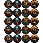 Jedlý papier na vystrihnutie na muffiny Halloween tekvica mix 5 cm - PICTURE - PICTURE
