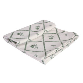 Strömshaga Bavlněný oběhoun na stůl Lovisa Green / White 140 × 50 cm