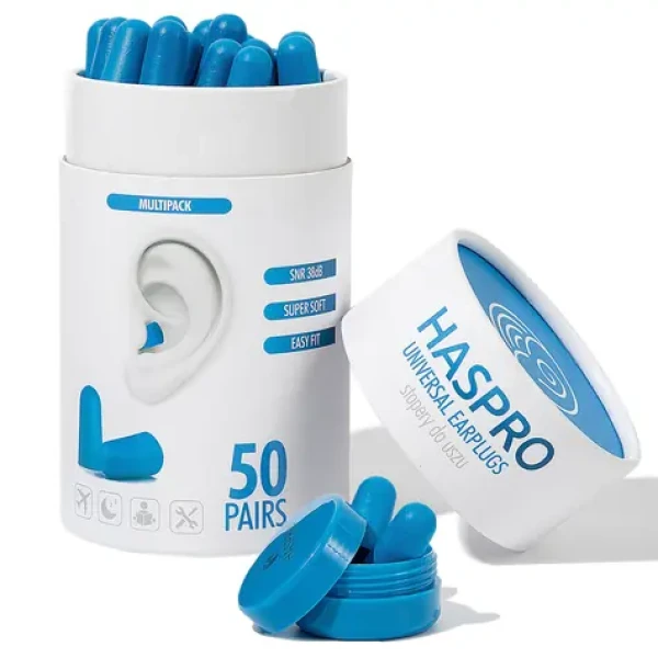 Haspro Universal štuple do uší, penové, 50 párov / 100ks, modré (HSEPUF5053)