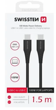 Swissten Dátový kábel TPE USB-C - USB-C 2.5m čierna / Power Delivery 5A (100W) (71506550)