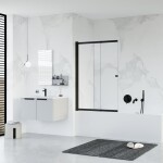 HOPA - Vaňová zástena EASY SLIDE BLACK NEW - Farba rámu - Čierna matná, Rozmer A - 100, Rozmer C - 150, Smer zatvárania - Univerzálne Ľavé / Pravé, Výplň - Číre bezpečnostné sklo - 5 mm BCEASL100BCN