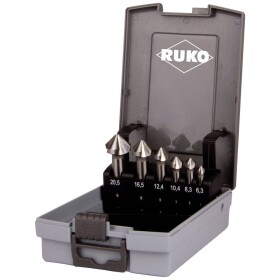 RUKO 102152ERO sada kužeľových záhlbníkov 6-dielna 6.3 mm, 8.3 mm, 10.4 mm, 12.4 mm, 16.5 mm, 20.5 mm HSSE-Co 5 valcová stopka 1 sada; 102152ERO